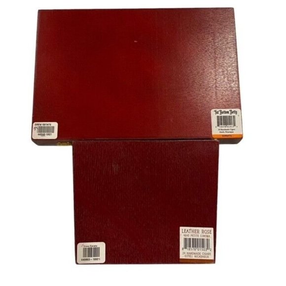 Drew Estate Cigar Boxes Fat Bottom Gordito Betty Leather Rose Corona Lot of 2 - Picture 2 of 13